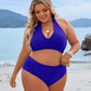 Women's Modest Tummy Control High Waisted Halter Bikini Swimsuit Set