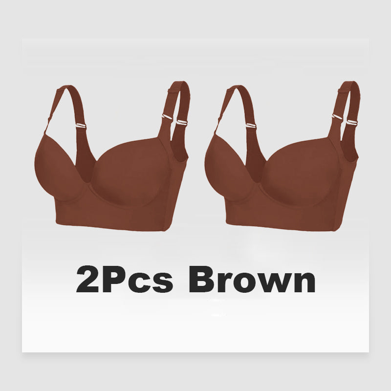 SheCurve® Seamless Push-Up Back Smoothing Bra 2-Pack - Wireless Comfort