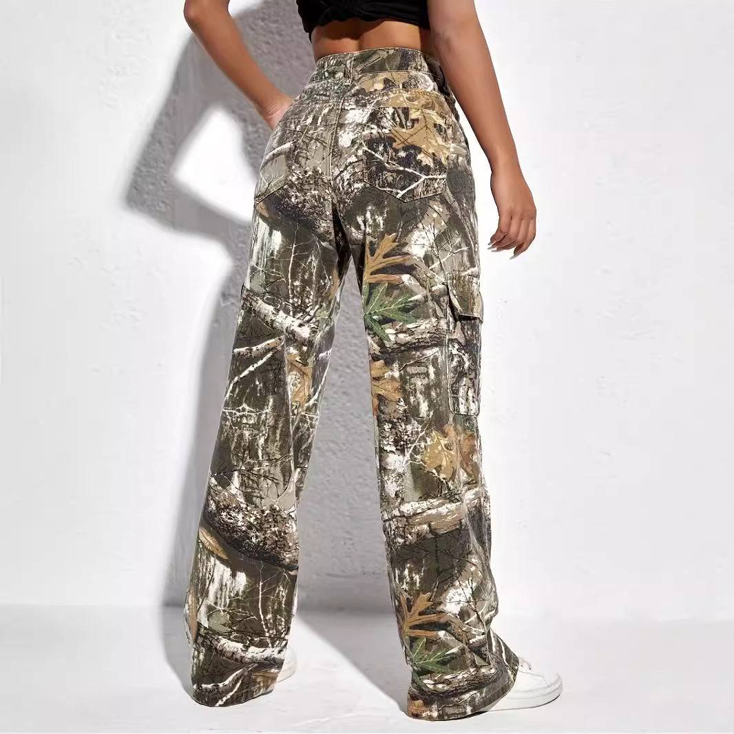 SheCurve Women's Camo Baggy Cargo Overalls: Multi-Pocket, Relaxed Fit, Durable Adventure Pants