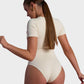 SheCurve® Seamless Square Neck Short Sleeve Snatching Bodysuit: Body-Hugging Shapewear