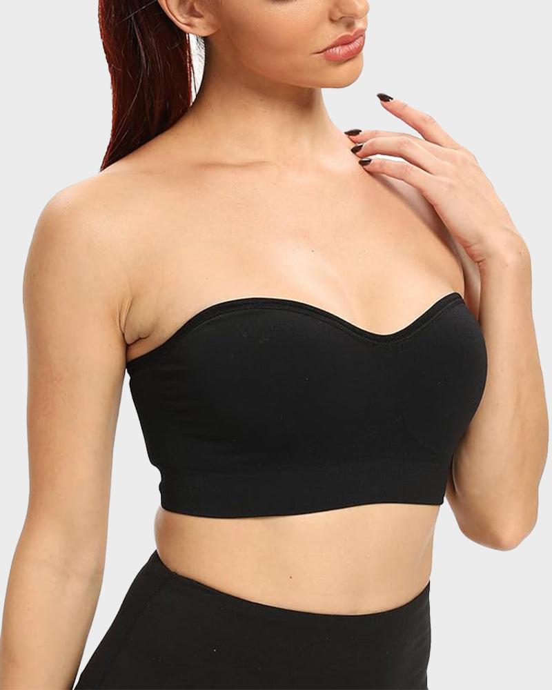 Ultimate Comfort Non-Slip Bandeau Bra: Seamless, Wireless, Strapless Support