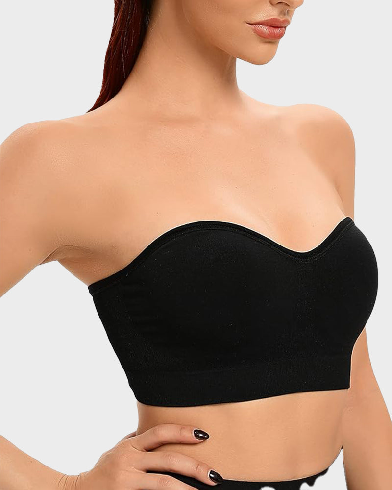 Ultimate Comfort Non-Slip Bandeau Bra: Seamless, Wireless, Strapless Support