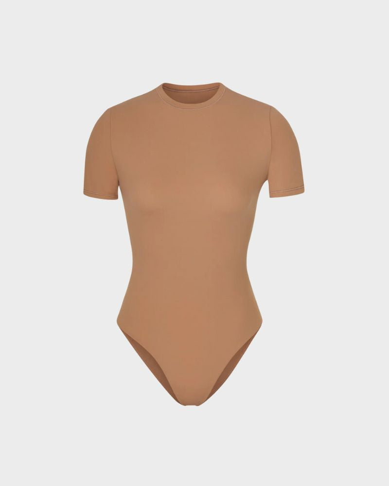 Seamless Everyday T-Shirt Bodysuit: Curve-Hugging, Tummy Control Shapewear for Women