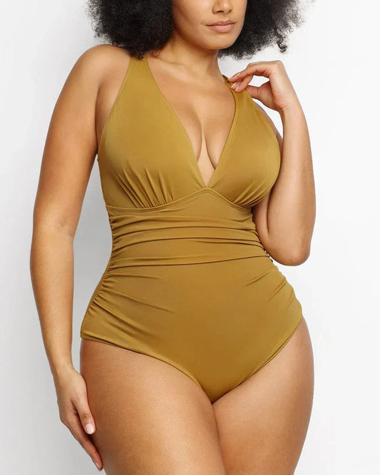 Smart Sculpt Plunge One-Piece Swimsuit with Tummy Control and Flattering Design