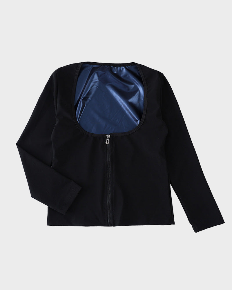 Ultimate Zipper Front Open-Bust Long Sleeve Thermal Sweat Sauna Suit Top