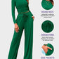 Women's Ribbed Knit Long Sleeve Crop Top Wide Leg Pants Lounge Set