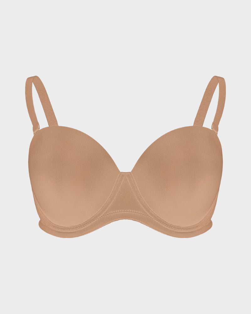 Comfortable Molded Cup Underwire Bra with Removable Straps for Versatile Support