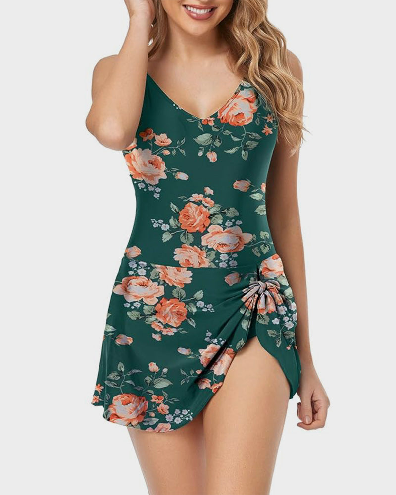 Stylish Plus Size Tummy Control One-Piece Swimsuit for Women, Slimming Fit