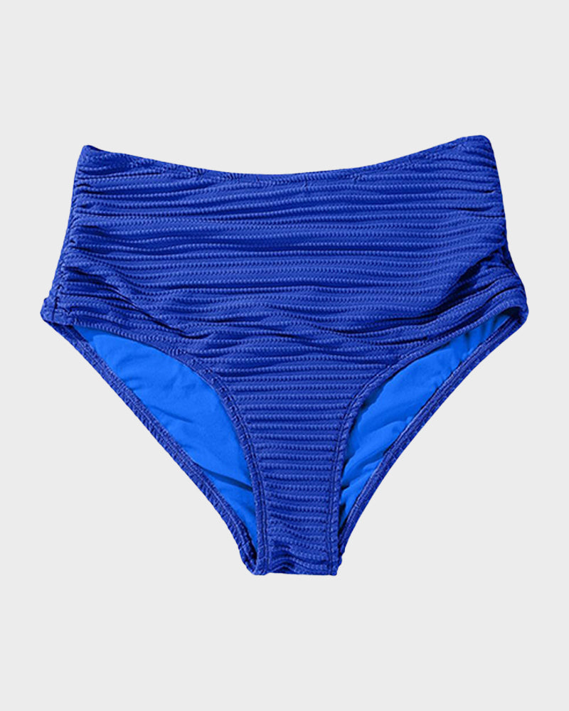Chic Textured Knot-Front High-Waisted Bikini Set for Women