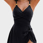 Elegant Skirted One-Piece Swimsuit: Knot Detail, Crisscross Bust, Metallic Straps