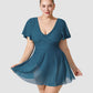 Chic Plus Size Full Coverage Ruffle Swimdress with Built-in Shorts for Women