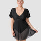 Chic Plus Size Full Coverage Ruffle Swimdress with Built-in Shorts for Women