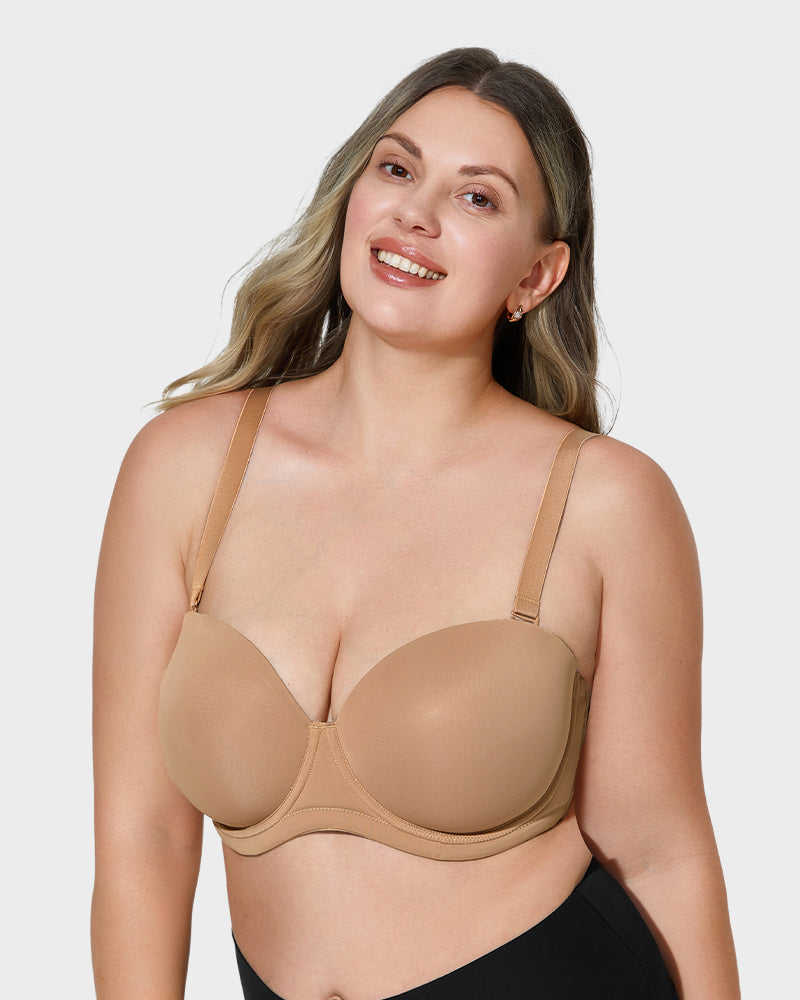 Comfortable Molded Cup Underwire Bra with Removable Straps for Versatile Support