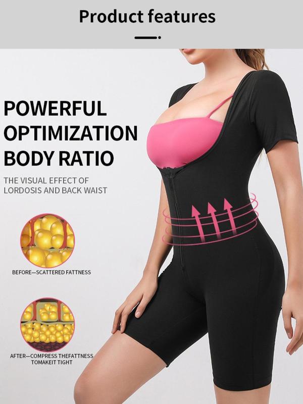 Women's Zip-Up Sweat-Inducing Fitness Bodysuit for Enhanced Bust & Waist Shaping
