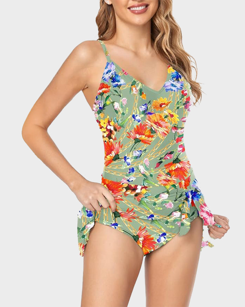 Stylish Plus Size Tummy Control One-Piece Swimsuit for Women, Slimming Fit