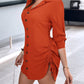 Chic SheCurve Long Sleeve Button-Down Drawstring Shirt Dress – Adjustable Hem, Comfortable