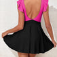 Elegant Ruffle Sleeve Cross Front Swimsuit Dress - Versatile Beach Pool Wear