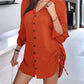 Chic SheCurve Long Sleeve Button-Down Drawstring Shirt Dress – Adjustable Hem, Comfortable