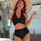 Women's Modest Tummy Control High Waisted Halter Bikini Swimsuit Set