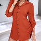 Chic SheCurve Long Sleeve Button-Down Drawstring Shirt Dress – Adjustable Hem, Comfortable