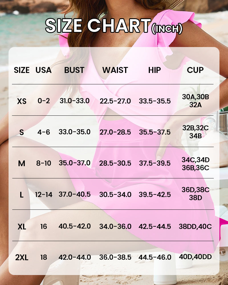 Elegant Ruffle Sleeve Cross Front Swimsuit Dress - Versatile Beach Pool Wear