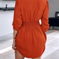 Chic SheCurve Long Sleeve Button-Down Drawstring Shirt Dress – Adjustable Hem, Comfortable