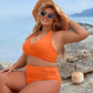 Women's Modest Tummy Control High Waisted Halter Bikini Swimsuit Set
