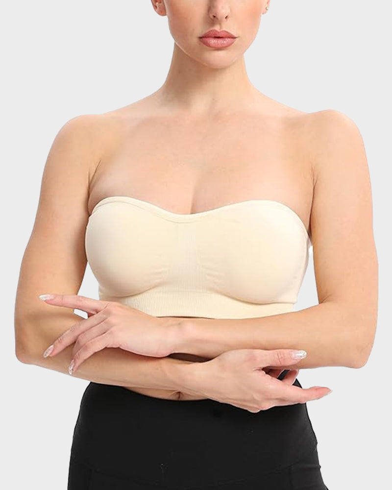Ultimate Comfort Non-Slip Bandeau Bra: Seamless, Wireless, Strapless Support