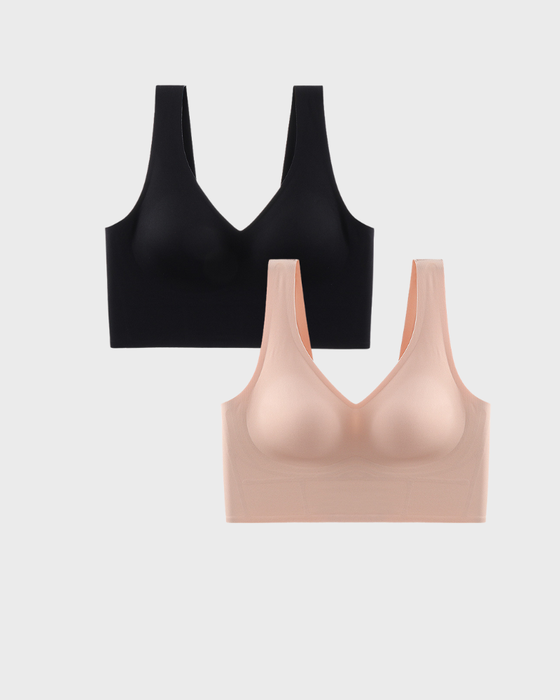 Wireless Back Smoothing V-Neck Seamless Tank Bra with Comfort Support