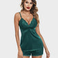 Lace Trim Silk Open-Back Camisole and Shorts Sleepwear Set