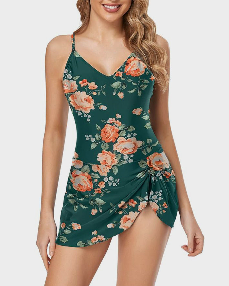 Stylish Plus Size Tummy Control One-Piece Swimsuit for Women, Slimming Fit