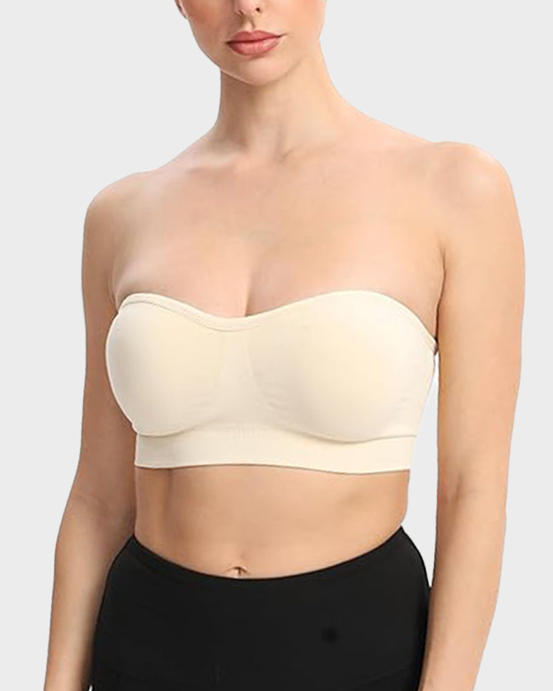 Ultimate Comfort Non-Slip Bandeau Bra: Seamless, Wireless, Strapless Support