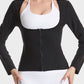 Ultimate Zipper Front Open-Bust Long Sleeve Thermal Sweat Sauna Suit Top
