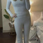 Women's Ultra-Soft 2-Piece Stretch Lounge Set: Comfy Top & Flare Pants