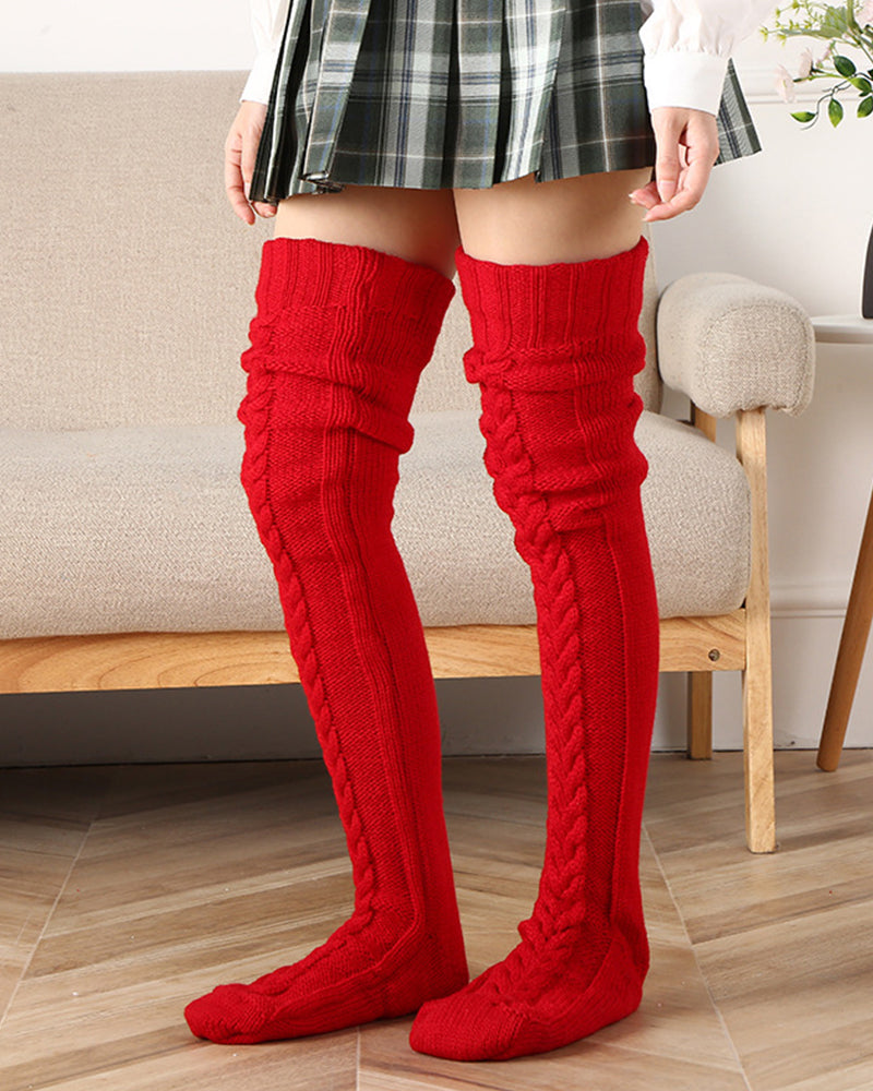 Warm Cable Knit Over-Knee Socks: Cozy, Stylish, Luxurious Winter Comfort