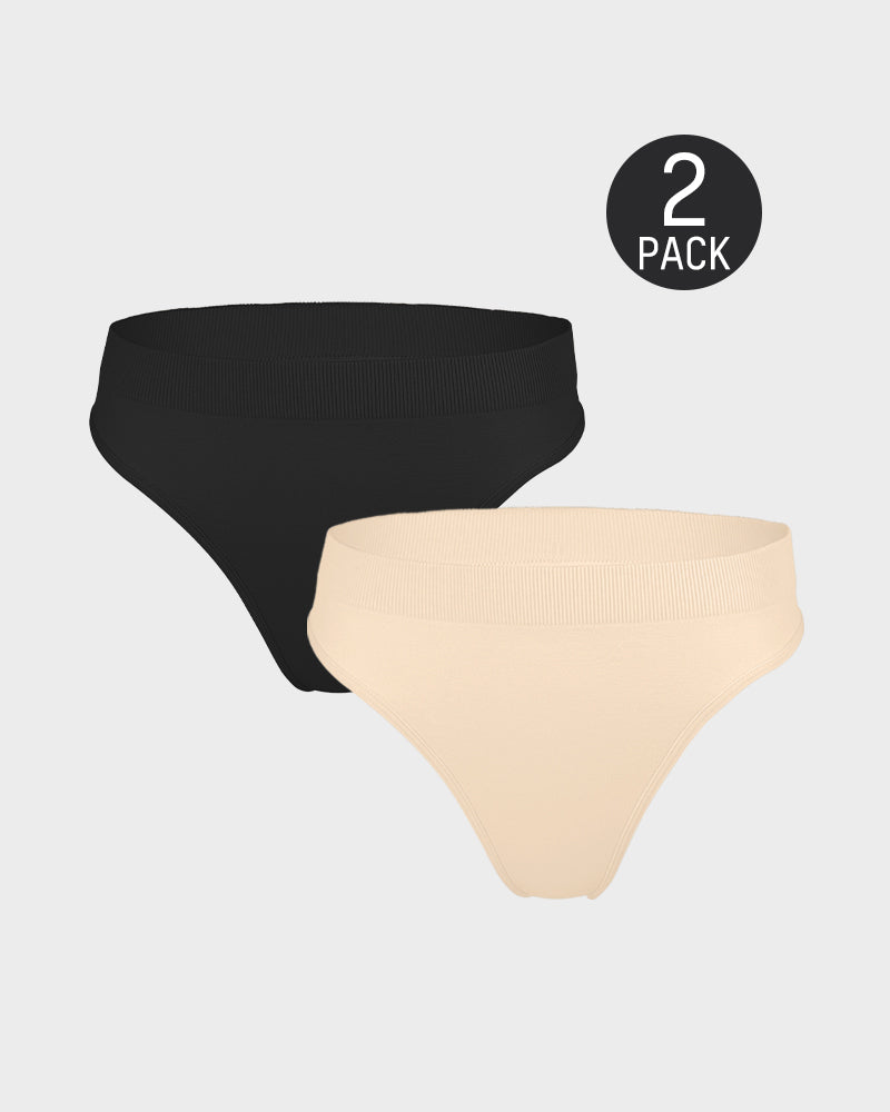 Invisible Seamless Comfort Thong Panties 2-Pack for Women Everyday Wear