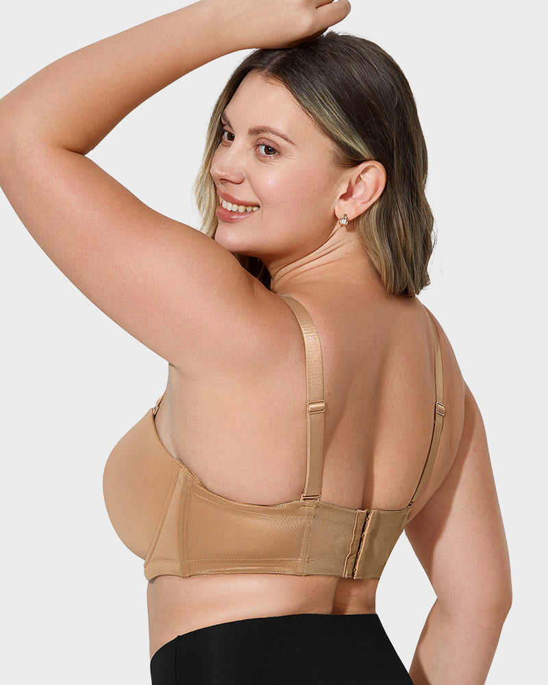 Comfortable Molded Cup Underwire Bra with Removable Straps for Versatile Support