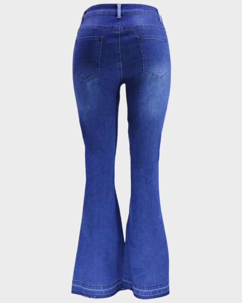 SheCurve® Flattering Wide Leg Women's Jeans with Fashion Stitching Detail