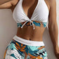 Women's High Waist Patchwork Two-Piece Swimsuit Sporty Lace-Up Beach Active Wear
