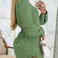 Chic SheCurve Long Sleeve Button-Down Drawstring Shirt Dress – Adjustable Hem, Comfortable