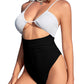 Women's Flattering Cheeky High-Cut One-Piece Swimsuit with Stylish Cut-Outs