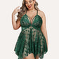 Luxurious Plus Size Lace Babydoll Nightdress with Elegant Front Slit