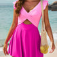 Elegant Ruffle Sleeve Cross Front Swimsuit Dress - Versatile Beach Pool Wear