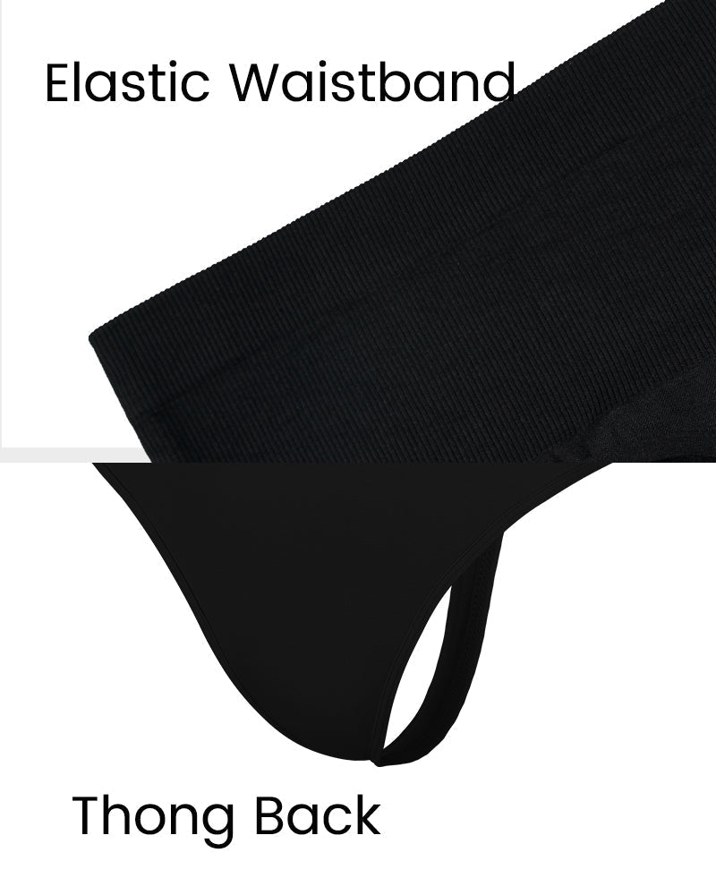 Seamless Mid-Waist Tummy Control Thong Panty 2-Pack for Smooth Shaping