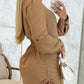 Chic SheCurve Long Sleeve Button-Down Drawstring Shirt Dress – Adjustable Hem, Comfortable
