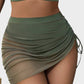 Mesh High Waisted Tummy Control Sarong Wraps Bikini Set
