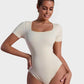 SheCurve® Seamless Square Neck Short Sleeve Snatching Bodysuit: Body-Hugging Shapewear
