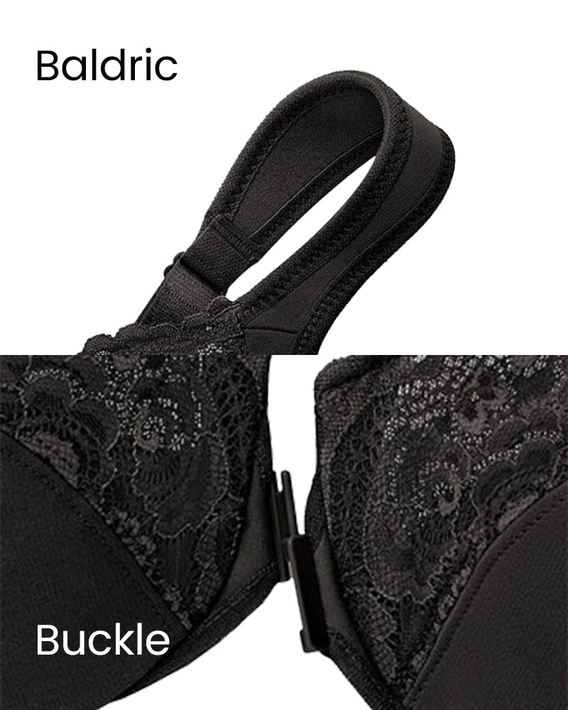 Chic Front-Closure Underwire Lace Print Bra for Effortless Plus Size Comfort