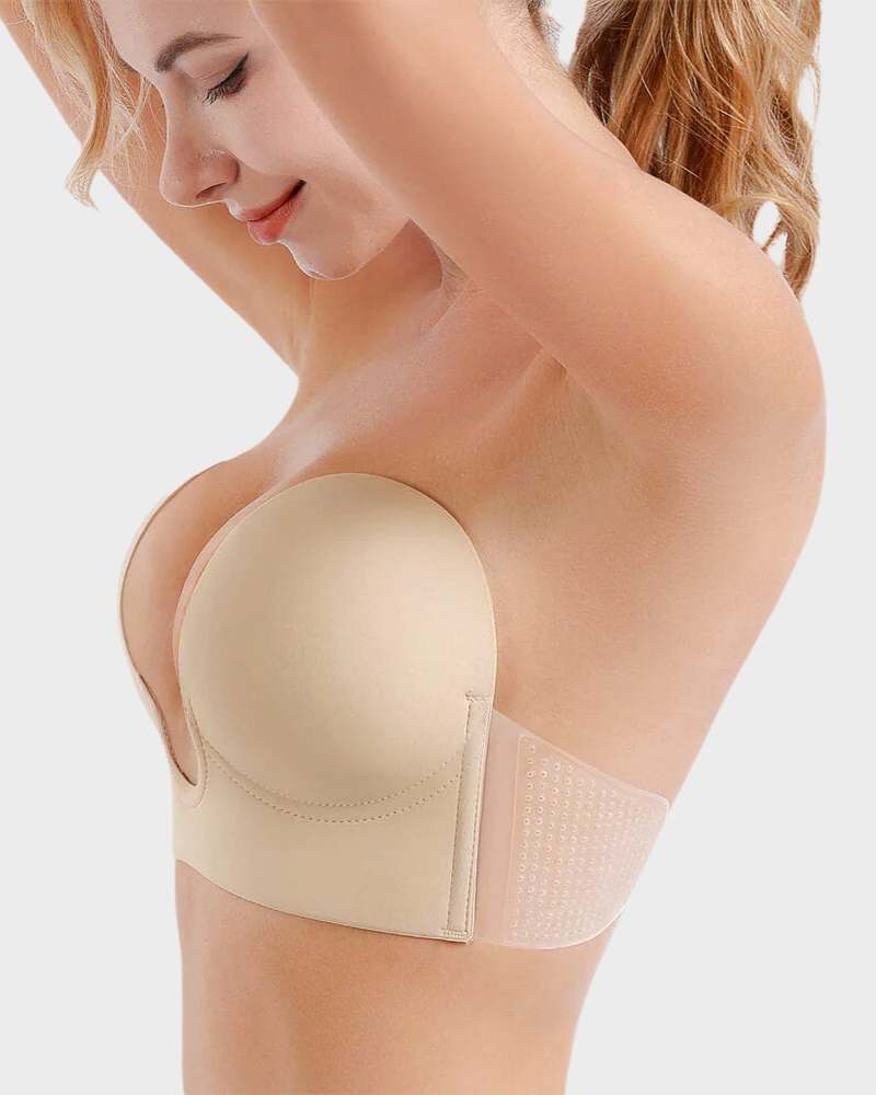 Seamless Strapless Push-Up Plunge Bra for Ultimate Support & Natural Lift