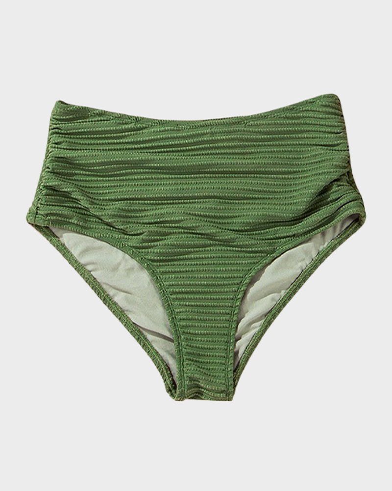 Chic Textured Knot-Front High-Waisted Bikini Set for Women